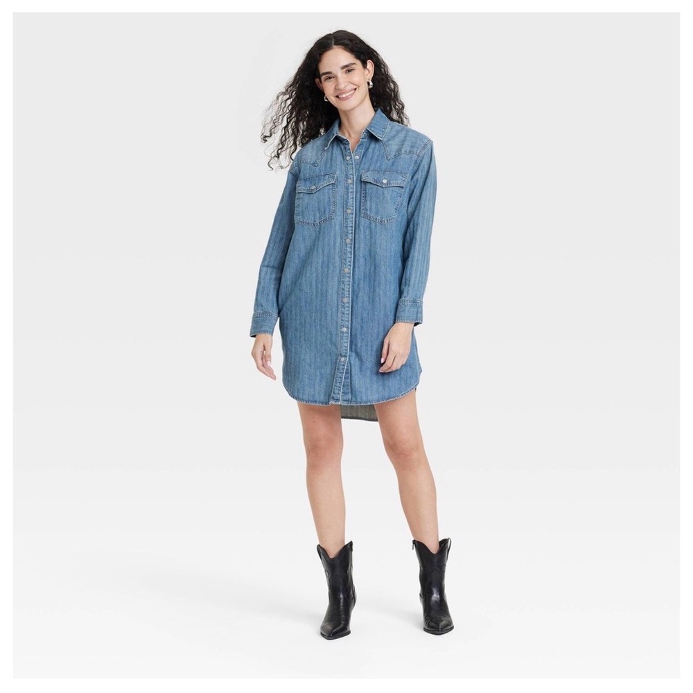 Universal Thread Blue Denim Shirt Dress